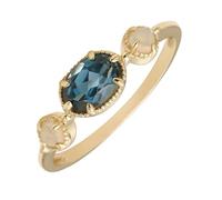 18K Gelbgold Echter Schmuck Verlobungsring mit Oval Dunkelblau Topas, Klassiker Pärchen Ringe Au 750 Opal Gr.60 (19.1)
