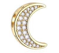 18K Gelbgold plattiert funkelnde Halbmond Mond Charms fit Pandora Weihnachten Armband, 925 Sterling Silber Ich liebe dich zum Mond und zurück mit Reflexionen CZ Perlen, Geschenke für Junge/Mädchen