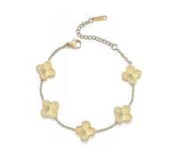 18K Gold Plated Clover Bracelet Dupes Gold Lucky Bracelet for Women Flower Four