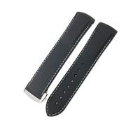 18mm 19mm 20mm 21mm 22mm Gummiarmband passend for Omega Seamaster 300 AT150 Speedmaster Planet Ocean passend for Seiko passend for CASIO Silikonarmband(Black White,19MM_SILVER BUCKLE)