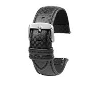 18mm 20mm 21mm 22mm 23mm 24mm Männer Frauen Nähte Carbon Faser Uhrenarmband Lederband, Schwarz Silbernadel, 23mm