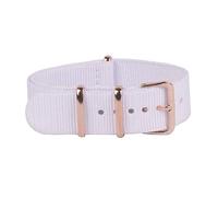 18mm/20mm/22mm NATO Armband Nylon Rose Gold Schnalle One-Piece Weiß Uhrenarmband Weiß, 20mm