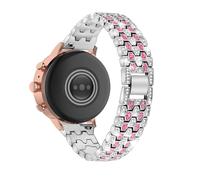 18mm Edelstahl Armbänder für Fossil Gen 5E 42mm/Gen 6 42mm Armband Damen, mit Strass Diamanten Glänzendes Metall Verstellbares Ersatzarmband Kompatibel mit Fossil Gen 5E/6 42mm Uhrenarmband (Silber)