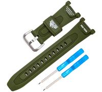 18mm Resin Uhrenarmband Herren Ersatz für Casio Protrek PRG-240 PRG-40 PAG-40 Armbandzubehör Armbanduhren Herren Damen (Army Green/Silver Buckle)