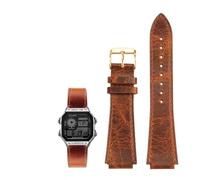 18MM Retro Echtes Leder Konvexen Mund Armband Fit for Casio AE1200 AE1300 A158W/A168 W-216H(Brown-gold)