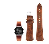 18MM Retro Echtes Leder Konvexen Mund Armband Fit for Casio AE1200 AE1300 A158W/A168 W-216H(Brown-silver)