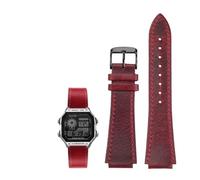18MM Retro Echtes Leder Konvexen Mund Armband Fit for Casio AE1200 AE1300 A158W/A168 W-216H(Red-black)