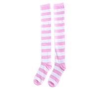 18MM Überknie Overknee Lang Socken Strümpfe Kniestrümpfe Stockings (Weiß/Rosa)