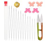19 Stück Perlennadeln Set, perlen nadel, perlennadeln zum auffädeln von perlen, perlenauffädler, für Perlen, Schmuckherstellung und Handwerksprojekte