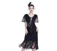 1920er Jahre Kleider für Frauen Gatsby Kleider für Frauen Pailletten Flapper Kleid 1920 Great Gatsby Themed Roaring 20er Jahre Kleider - Schwarz - X-Klein