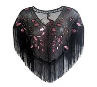 1920er Stola Damen Pailletten Umschlagtücher für Abendkleid Glitzer Bolero Shrug mit Fransen 20er Jahre Retro Schultertuch Wraps Tücher Elegante Festlich Hochzeit Cape Stolen Party Accessoires (Rosa)