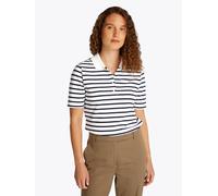 Tommy Hilfiger Damen Poloshirt Kurzarm Regular Fit, Mehrfarbig (Breton Ecru/Dark Night Navy STP), S