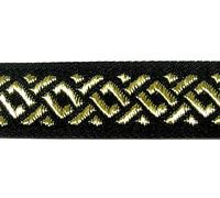 1A-Kurzwaren 10m Borte Webband Keltischer Knoten 16mm breit Farbe: Schwarz-Gold 16069-swgo