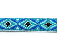 1A-Kurzwaren 10m Indianer Retro Webband Borte 25mm breit Farbe: türkis-blau-schwarz-weiß TH15-81-3-25mm