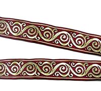 1A-Kurzwaren 10m Jacquard-Borte Bordeaux-Gold 22mm breit 100% Polyester Dekorativ