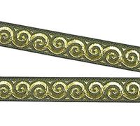 1A-Kurzwaren 10m Jacquard Borte Webband 16mm breit Farbe: Moosgrün-Gold 16061-moos