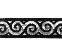 1A-Kurzwaren 10m Jacquard Borte Webband 16mm breit Farbe: Schwarz-Silber 16061-swsi
