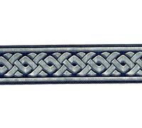 10m Keltische Borte Webband 35mm breit Farbe: Dunkelblau-Silber von 1A-Kurzwaren 35069-dblsi