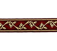 1A-Kurzwaren 10m Mittelalter Borte Webband 35mm breit Bordeaux-Gold Jacquard mit echter Webkante, 100% Polyester, 40°C waschbar, Barock, Dekoratives Verarbeiten, Nähen, Basteln, Alle Gelegenheiten