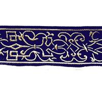 1A-Kurzwaren 10m Mittelalter Borte Webband 35mm breit Farbe: dunkelblau Gold 35002-dklblgo bw
