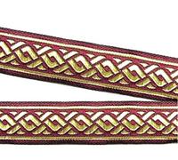 1A-Kurzwaren 10m Mittelalter Borte Webband 50mm breit Farbe: Bordeaux-Gold 50069-bogo