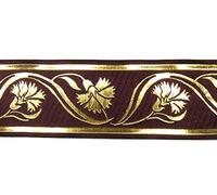 1A-Kurzwaren 10m Mittelalter Borte Webband 50mm breit Farbe: Braun-Gold 50070-brgo