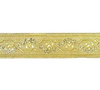 1A-Kurzwaren 10m Mittelalter Borte Webband 50mm breit Farbe: Lurex-Gold 50094-go