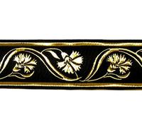 1A-Kurzwaren 10m Mittelalter Borte Webband 50mm breit Farbe: Schwarz-Gold 50070-swgo