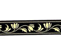 1A-Kurzwaren 10m Mittelalter Borte Webband 50mm breit Farbe: Schwarz-Gold 50090-swgo