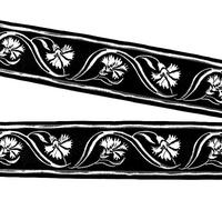 1A-Kurzwaren 10m Mittelalter Borte Webband 50mm breit Farbe: Schwarz-Silber 50070-swsi