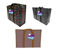 1ABOVE Deluxe-Einkaufstasche für Wäsche, Einkaufen, Aufbewahrung, wiederverwendbar, Stoff, Umzug, wasserdicht, Griffe und Reißverschlusstaschen, Größe XL, 60 x 45 x 20 cm, 3 Stück