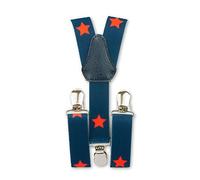 1buy3 Hosenträger dunkelblau-rote Sterne| Y-Form | 3 Clips | 1-5 Jahre|verstellbar | über 30 Modelle