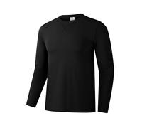 1er-Pack Baumwollhemden für Männer, langärmelige Rundhals-Casual-T-Shirts, Klassische Regular-Fit-Hemden, Basics für den Winter Schwarz 04-S