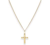 1mm Collier Panzerkette Goldkette mit Kreuz Halskette aus 585 Gold Gelbgold 45cm