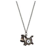 1pc Vintage Pony Taschenuhr Block Uhr Praktische Runde Spiegel Taschenuhr Kette Uhr Anhänger (Alte
