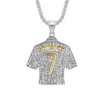 1Stück Nummer 7 Trikot Halskette, Trikot Anhänger, Diamant Trikot Charme, Trikot Anhänger Halskette, Hip Hop Schlüsselbein Kette, modische und vielseitige Schmuck, Geburtstagsgeschenk für Jungen