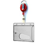 1x Ausweis-Set Ausweisset - Kartenhülle Ausweishülle horizontal für 1 Karte Daumenschub & Ausweiszipper Ausweishalter Zipper Ausweisjojo GÜRTELCLIP