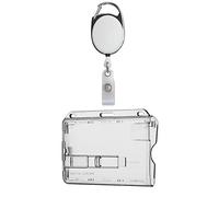 1x Ausweisset Ausweis-Set - Ausweisjojo Jojo Zipper oval + Kartenhülle mit Ausschieber - Kartenhalter Ausweis Hülle horizontal Schutzhülle Namensschild Ausweishalter Kunststoff