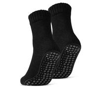 2 | 4 | 6 Paar ABS Socken Herren Damen Anti Rutsch Socken mit Wolle 21463 WP (Schwarz 2 Paar 39-42)