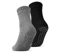 2 | 4 | 6 Paar ABS Socken Herren Damen Anti Rutsch Socken mit Wolle 21463 WP (Schwarz/Anthrazit 2 Paar 35-38)