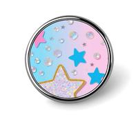 2,5 cm runde Brosche - Legierungsmetall, elegante Anstecknadel für Männer und Frauen, blau-rosa Glitzer-Abzeichen für Hüte, Jacken, Hemden, vielseitiges Modeaccessoire