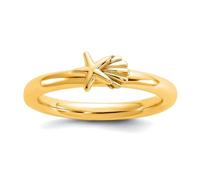 2,5 mm 925er Sterlingsilber, stapelbar, vergoldet, Seestern-Muschelring, stapelbarer Ring für Damen, US 9 | EU 60 | DE 19 | JP 18 | UK R 3/4, Gold Metall Goldfarben Metall: Muschel, Kein Edelstein