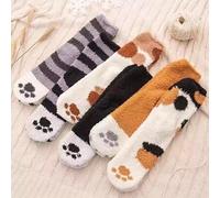 2/5 Paar Frauen Katzenpfoten Streifen 3D Socken Kawaii Spaß dicke Mädchen Cartoon Tier Finger Socken Strumpfwaren Zehen Tiger/Katze Fuß Socken