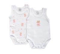 2 Ärmelloser Baby-Body mit rosafarbenem Teddy - 9 Monate