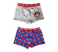 2 Boxershorts Super Mario Slip Kinder elastisch 2er Pack - Grau Rot Blau, mehrfarbig, 8 Jahre