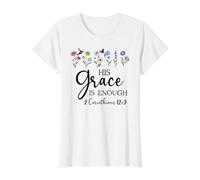 2 Corinthians 12:9 Christian Bible Verse His Grace is Enough Preisgünstiges Grafik-T-Shirt, Damen, Weiß, XS