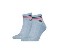 2-er Pack Tommy Hilfiger Unisex Sport Quarter Socken im Retro Look knöchelhoch 39-42 THQs Light Blue Melange