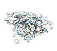 2 Farben 200 Stücke Acrylharz Flatback Nähen auf Strass Knöpfe Tropfenförmige Kristall Zubehör mit 2-Loch für DIY Handwerk Dekoration(AB-Farbe)