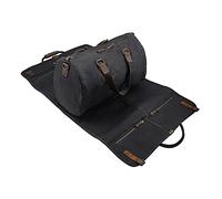 2 in 1 Canvas Leder Anzug Gepäck Kleidersack mit Schultergurt für Reisen und Geschäftsreisen, gewachst schwarz, American Casual