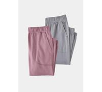 2-in-1-Hose GOLDNER "Bequeme Viskose-Schlupfhose, Doppelpack", Damen, Gr. 50, N-Gr, rosa (altrosé, grau), Obermaterial: 64% Viskose CV. 30% Polyester PES. 6% Elasthan EL., normal, Hosen, Elastischer B